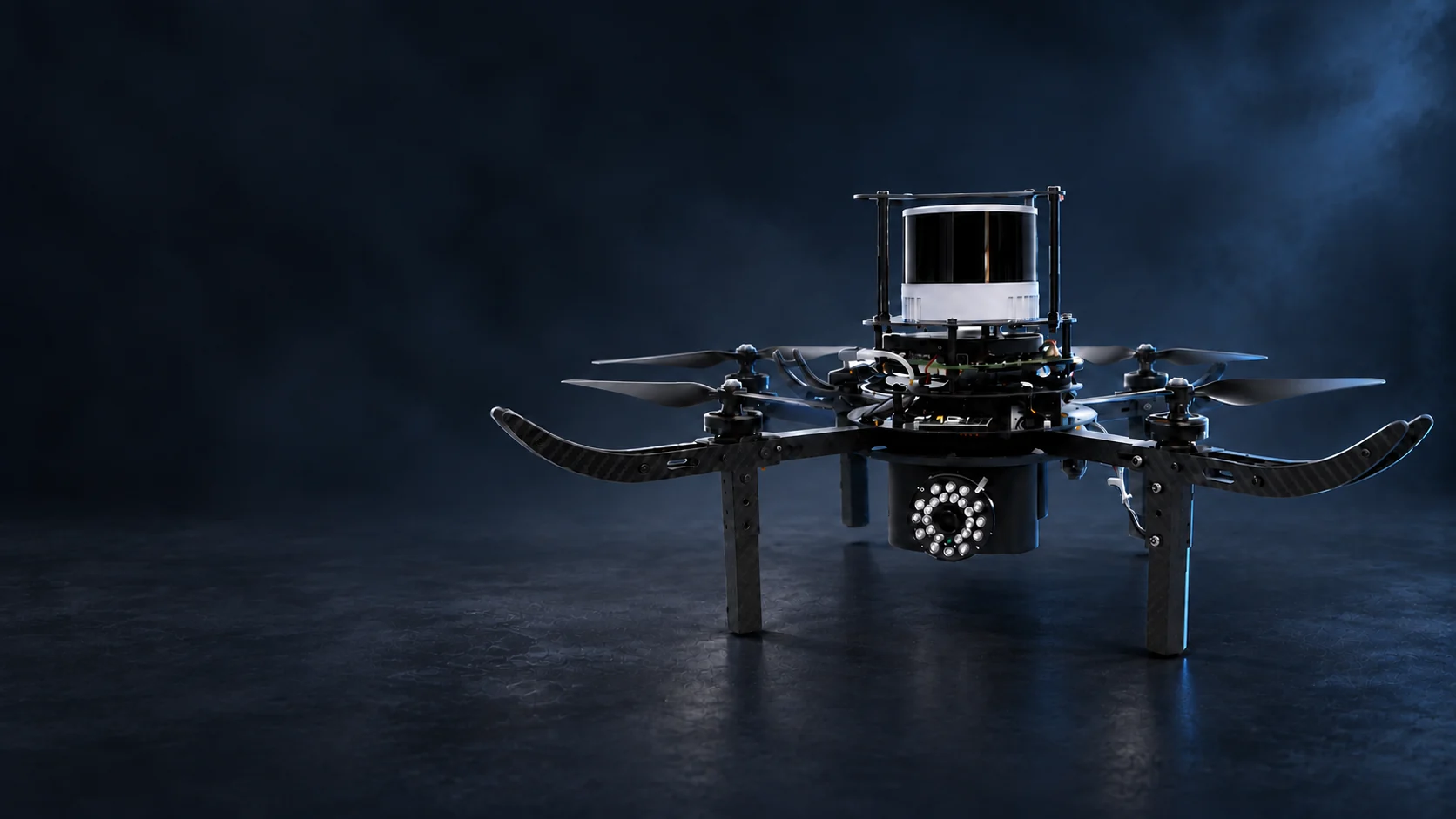 AE-X350: exposed carbon-fibre frame, top-mounted lidar and lower sensing assembly